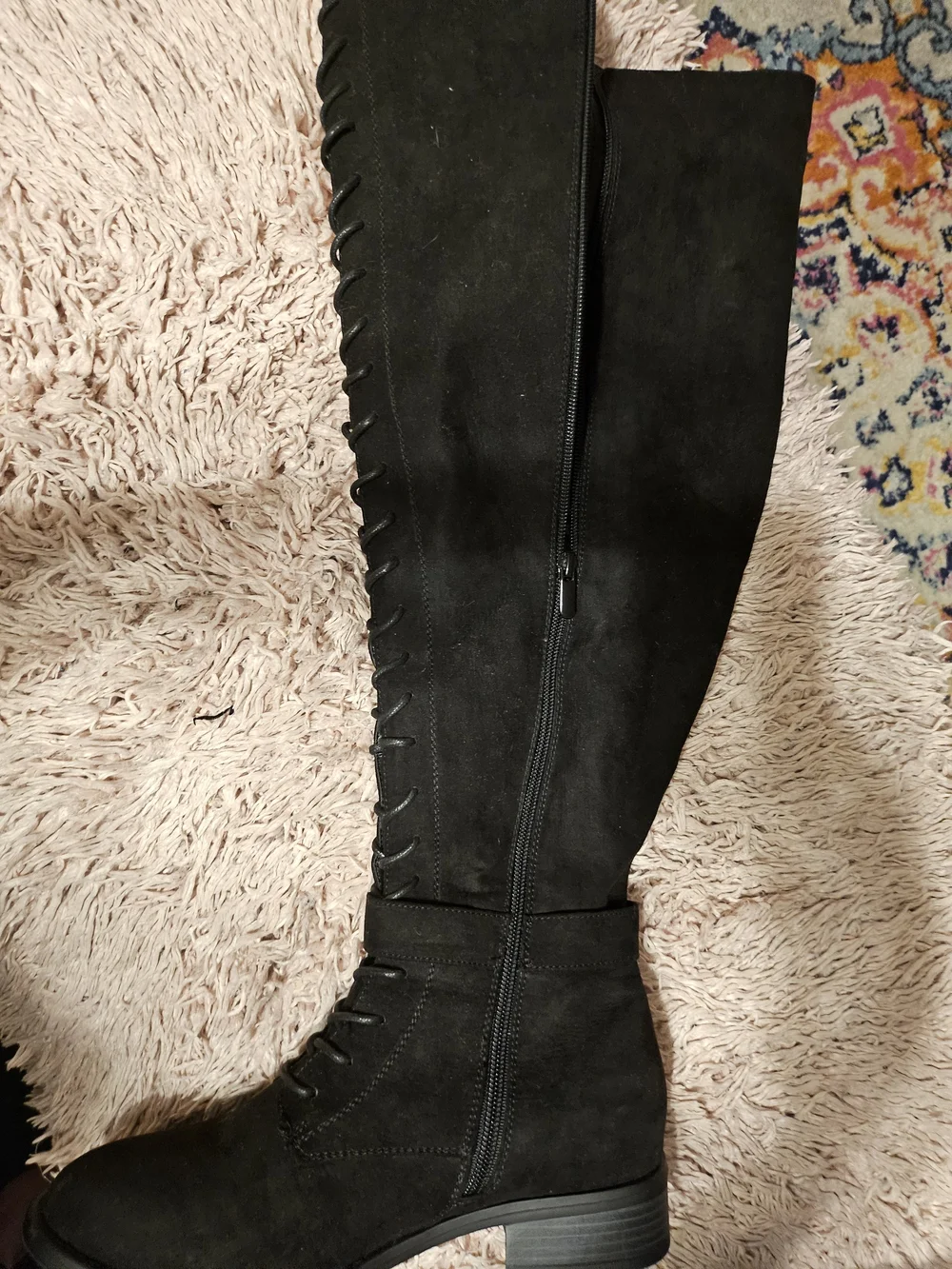 Torrid Black Faux Suede Over-the-Knee Lace-Up Boots Size 9.5 Wide Width